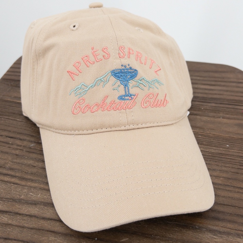 Anthropologie Apres Spritz Cocktail Club Baseball Cap Tan 100% Cotton Hat NWT
